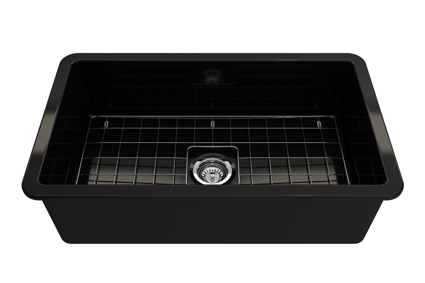 Sotto Dual-mount Fireclay 32" Single Bowl Kitchen Sink in Black