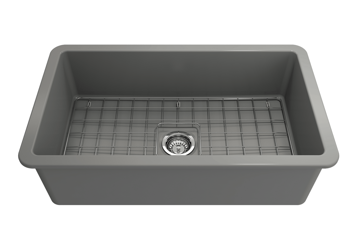 Sotto Dual-mount Fireclay 32" Single Bowl Kitchen Sink in Matte Gray