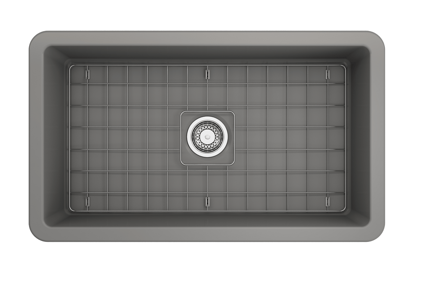 Sotto Dual-mount Fireclay 32" Single Bowl Kitchen Sink in Matte Gray