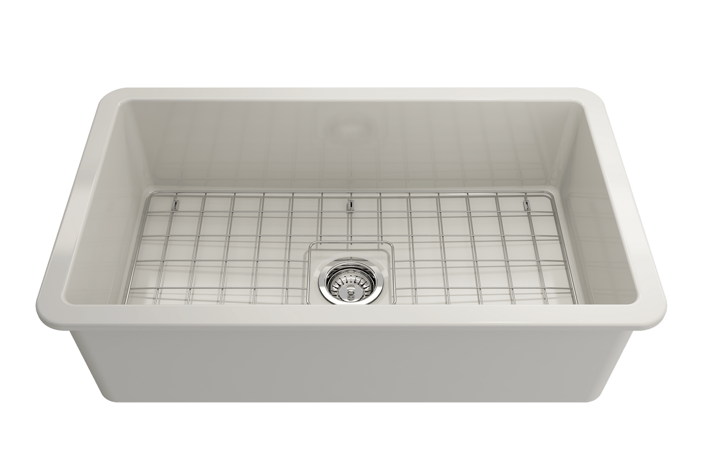 Sotto Dual-mount Fireclay 32" Single Bowl Kitchen Sink in Biscuit