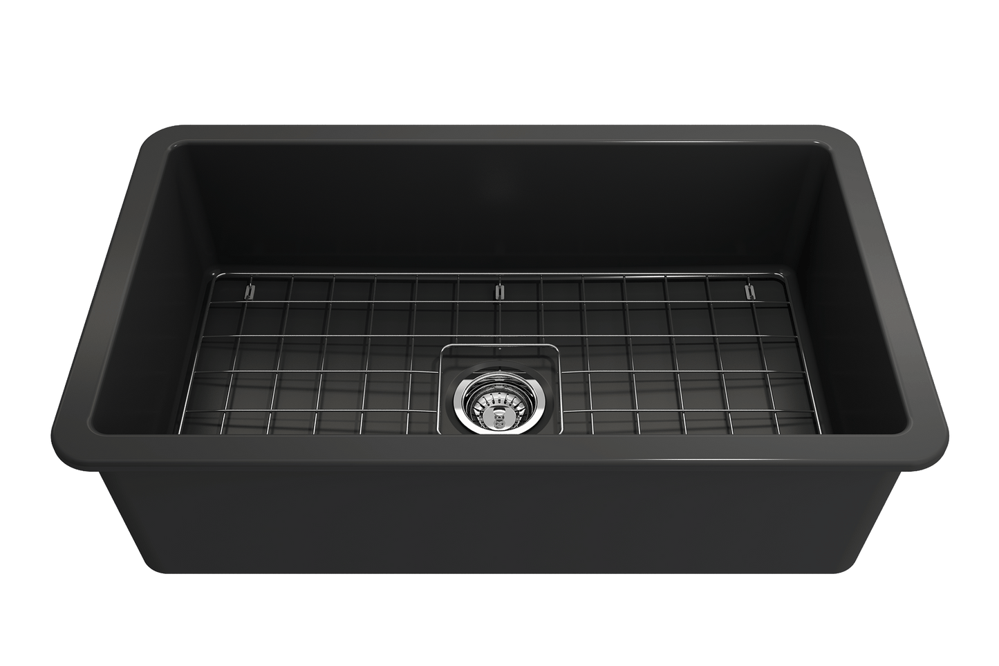 Sotto Dual-mount Fireclay 32" Single Bowl Kitchen Sink in Matte Dark Gray