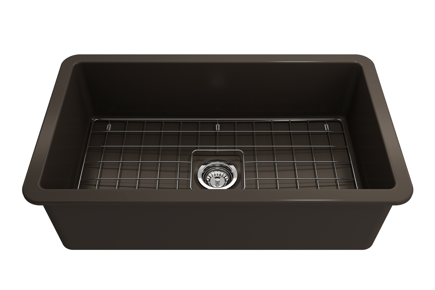 Sotto Dual-mount Fireclay 32" Single Bowl Kitchen Sink in Matte Brown