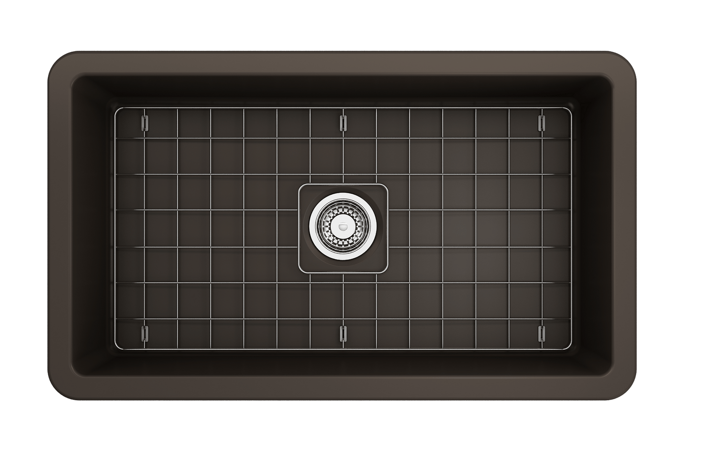 Sotto Dual-mount Fireclay 32" Single Bowl Kitchen Sink in Matte Brown