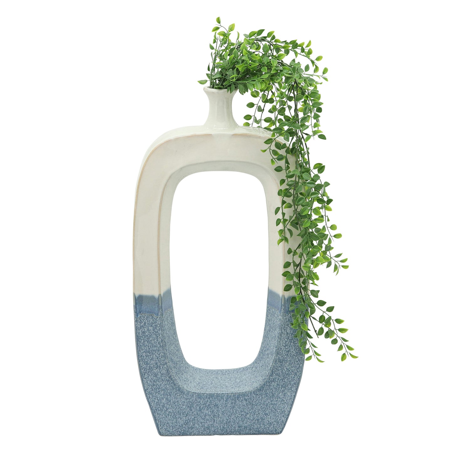 Cer, 18"h Vase W/ Cutout, Skyblue