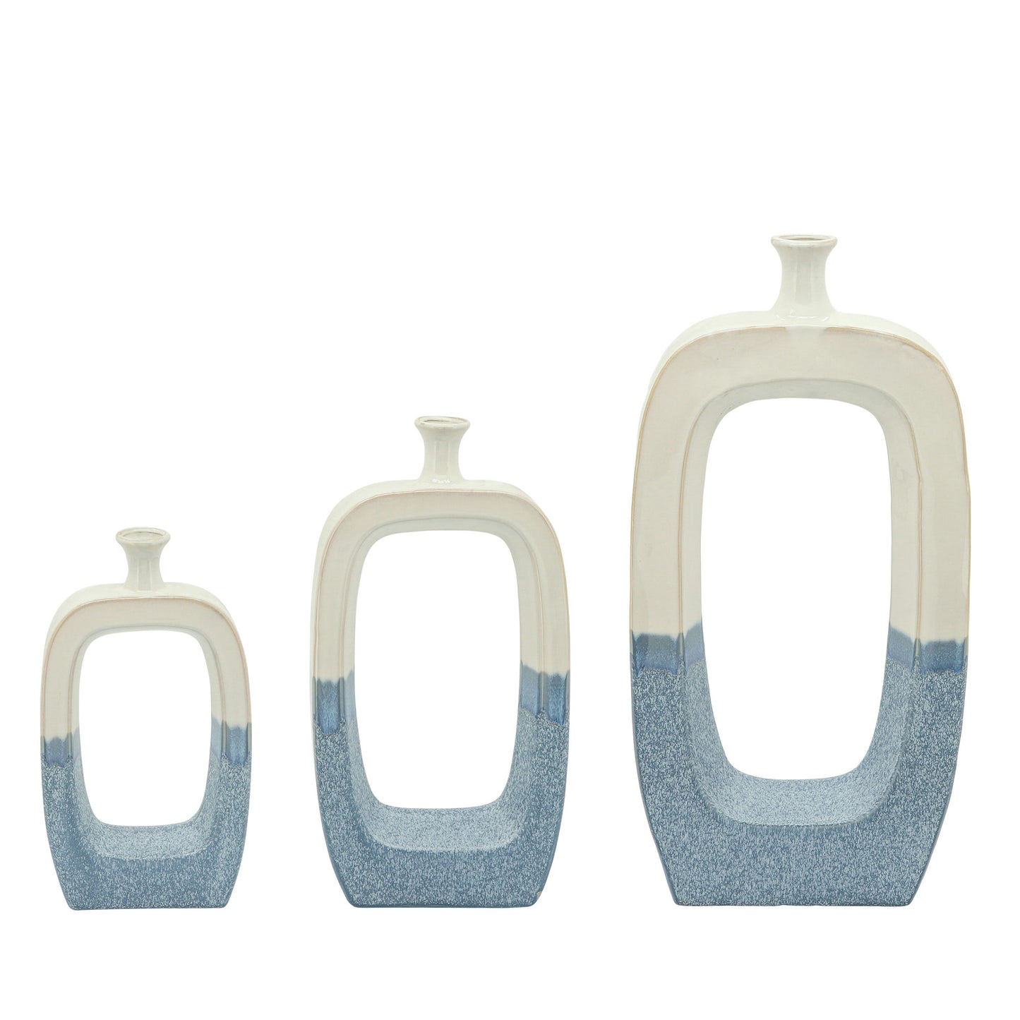 Cer, 18"h Vase W/ Cutout, Skyblue