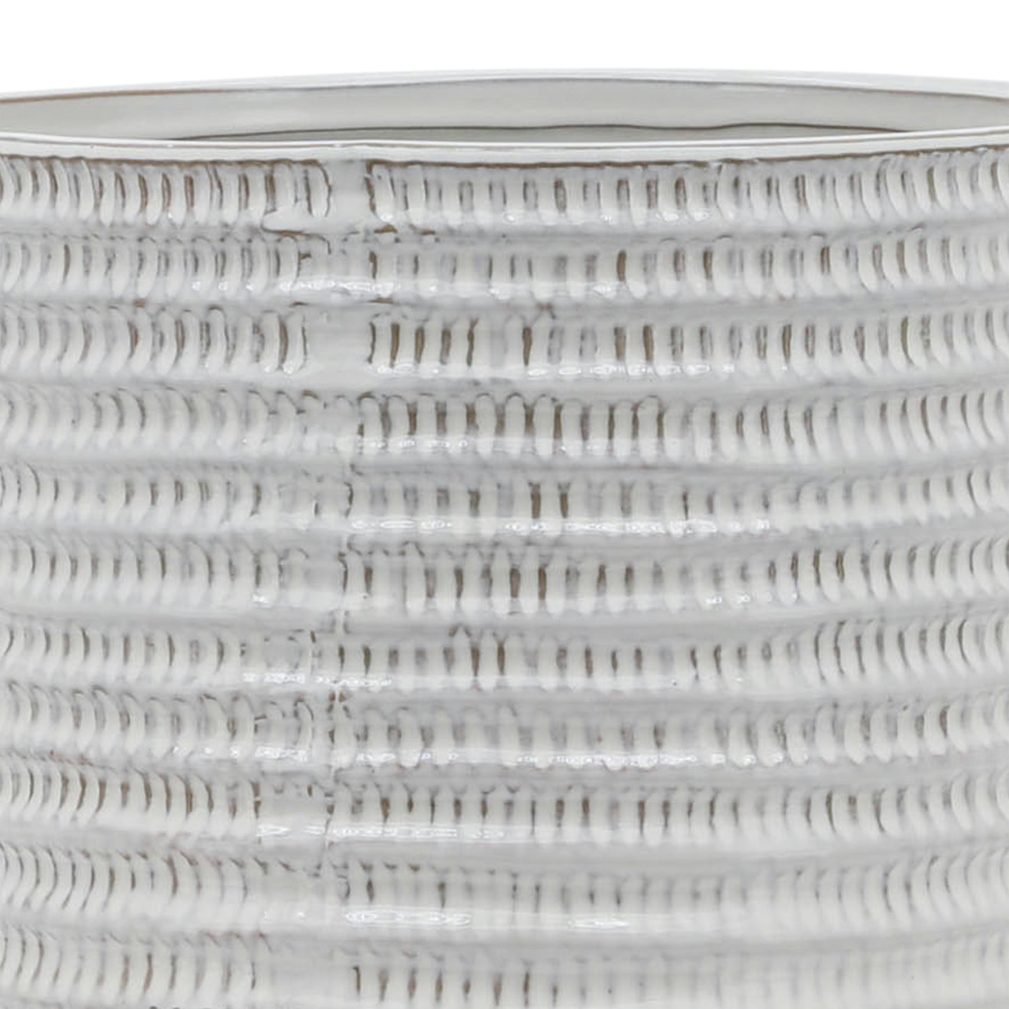 Ceramic 10" Textured Planter On Stand, Ivory