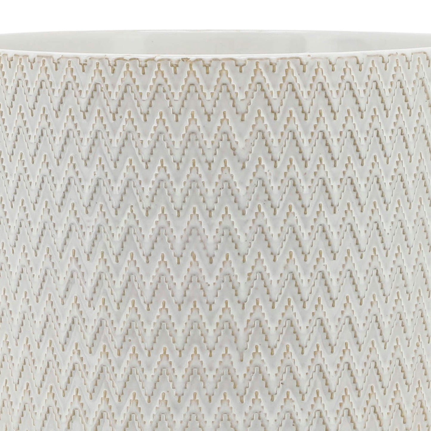 Ceramic 10" Chevron Planter On Stand, Ivory