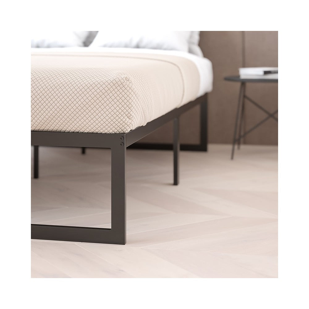14 Inch Metal Platform Bed Frame - No Box Spring Needed with Steel Slat Support and Quick Lock Functionality (Twin)