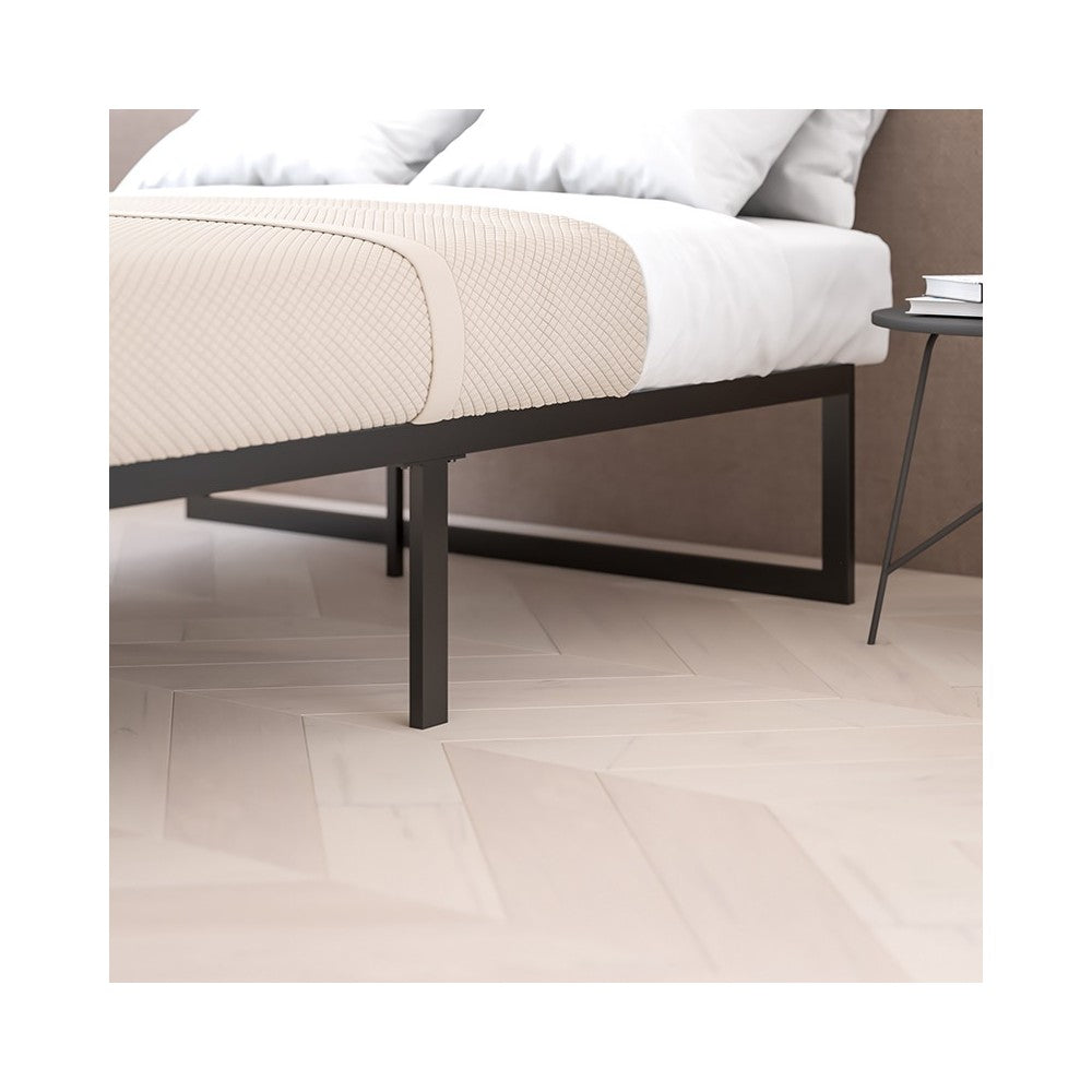 14 Inch Metal Platform Bed Frame - No Box Spring Needed with Steel Slat Support and Quick Lock Functionality (Twin)