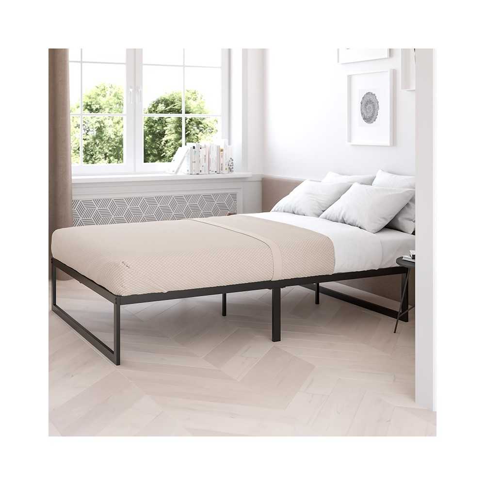 14 Inch Metal Platform Bed Frame - No Box Spring Needed with Steel Slat Support and Quick Lock Functionality (Twin)