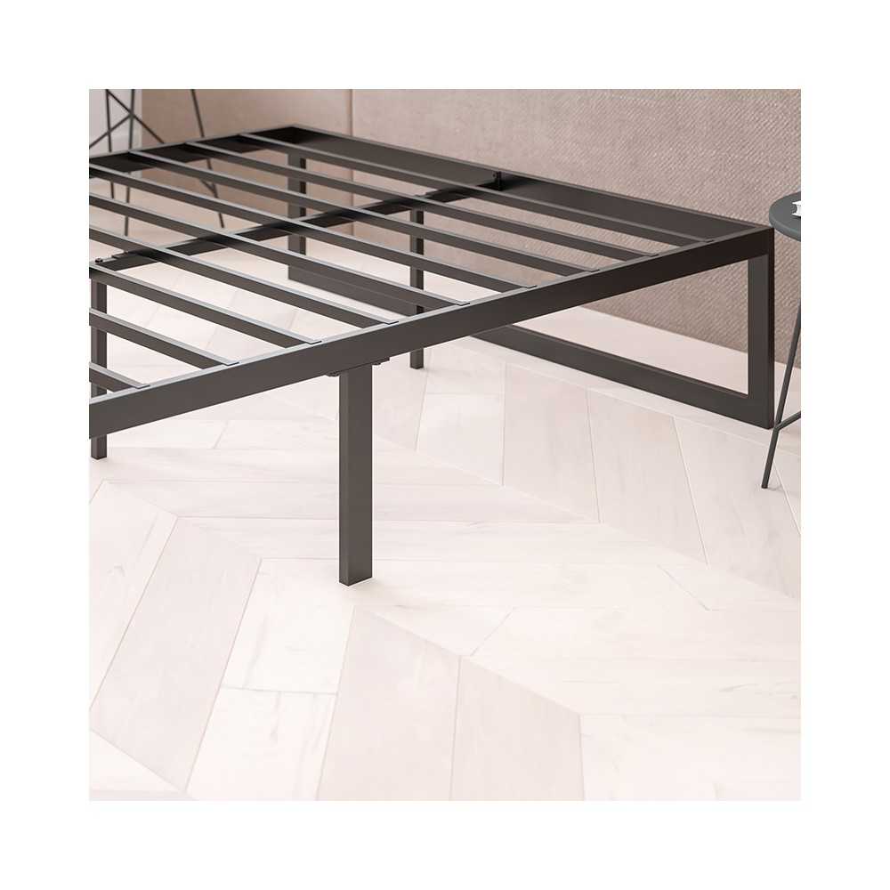 14 Inch Metal Platform Bed Frame - No Box Spring Needed with Steel Slat Support and Quick Lock Functionality (Twin)