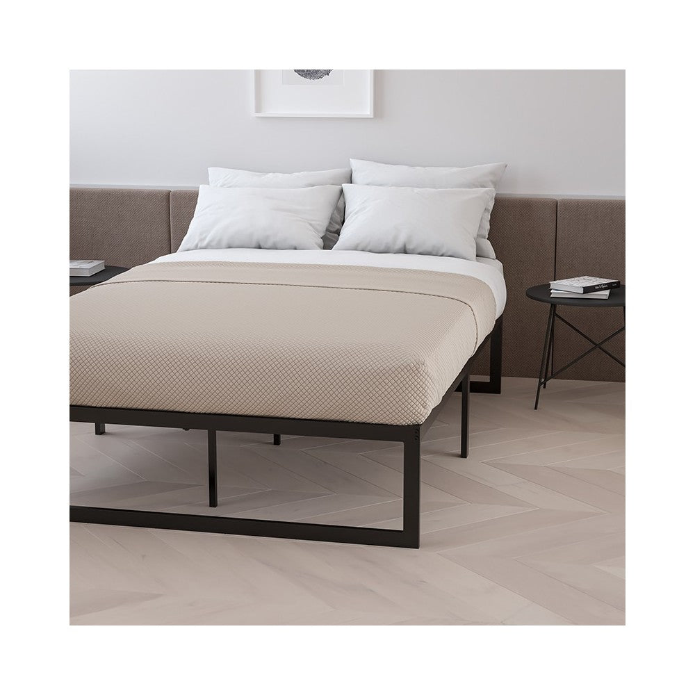 14 Inch Metal Platform Bed Frame - No Box Spring Needed with Steel Slat Support and Quick Lock Functionality (Twin)