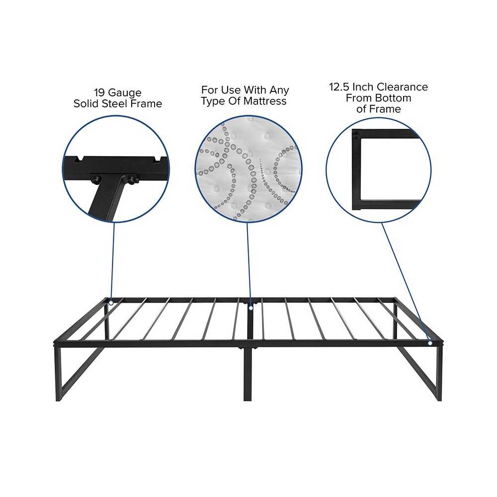 14 Inch Metal Platform Bed Frame - No Box Spring Needed with Steel Slat Support and Quick Lock Functionality (Twin)