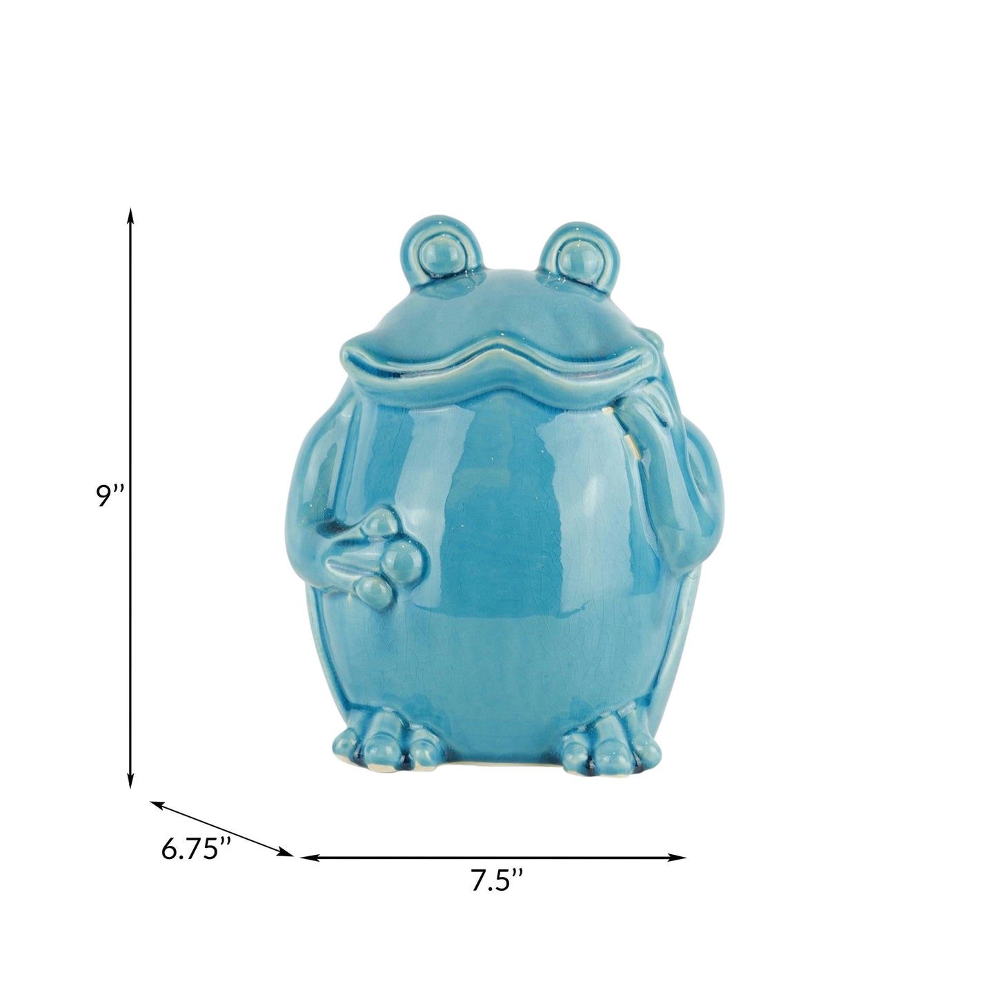 Ceramic Standing Frog 9",teal