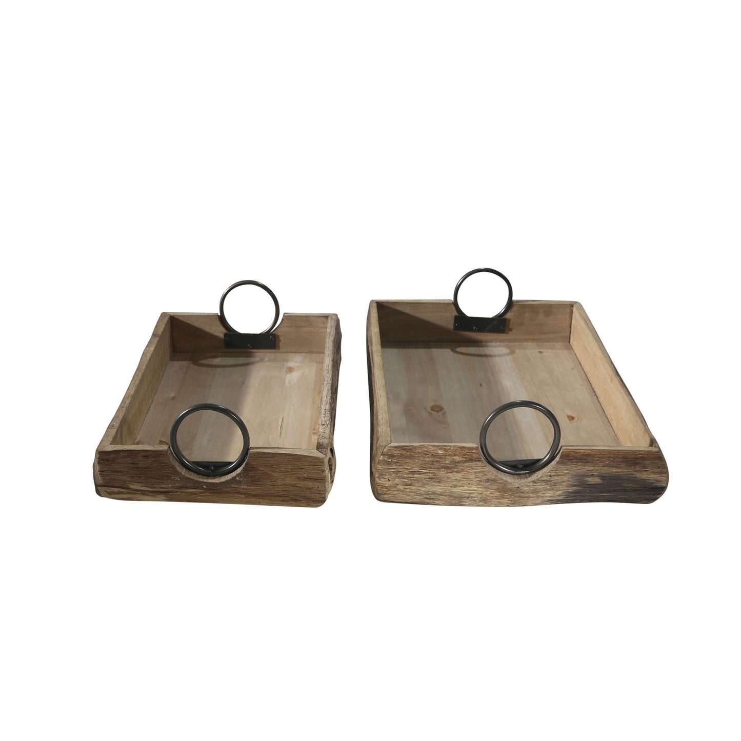 S/2 Wood Trays 19x13x5", Brown