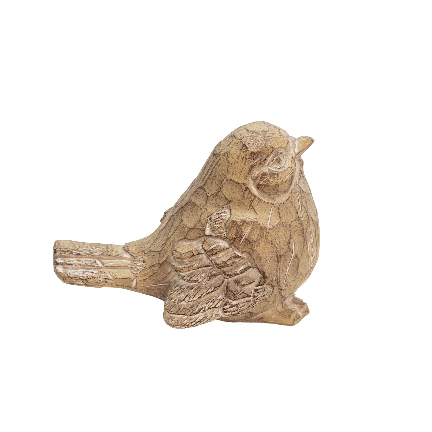 Resin Bird Decor, 6", Brown/ivory