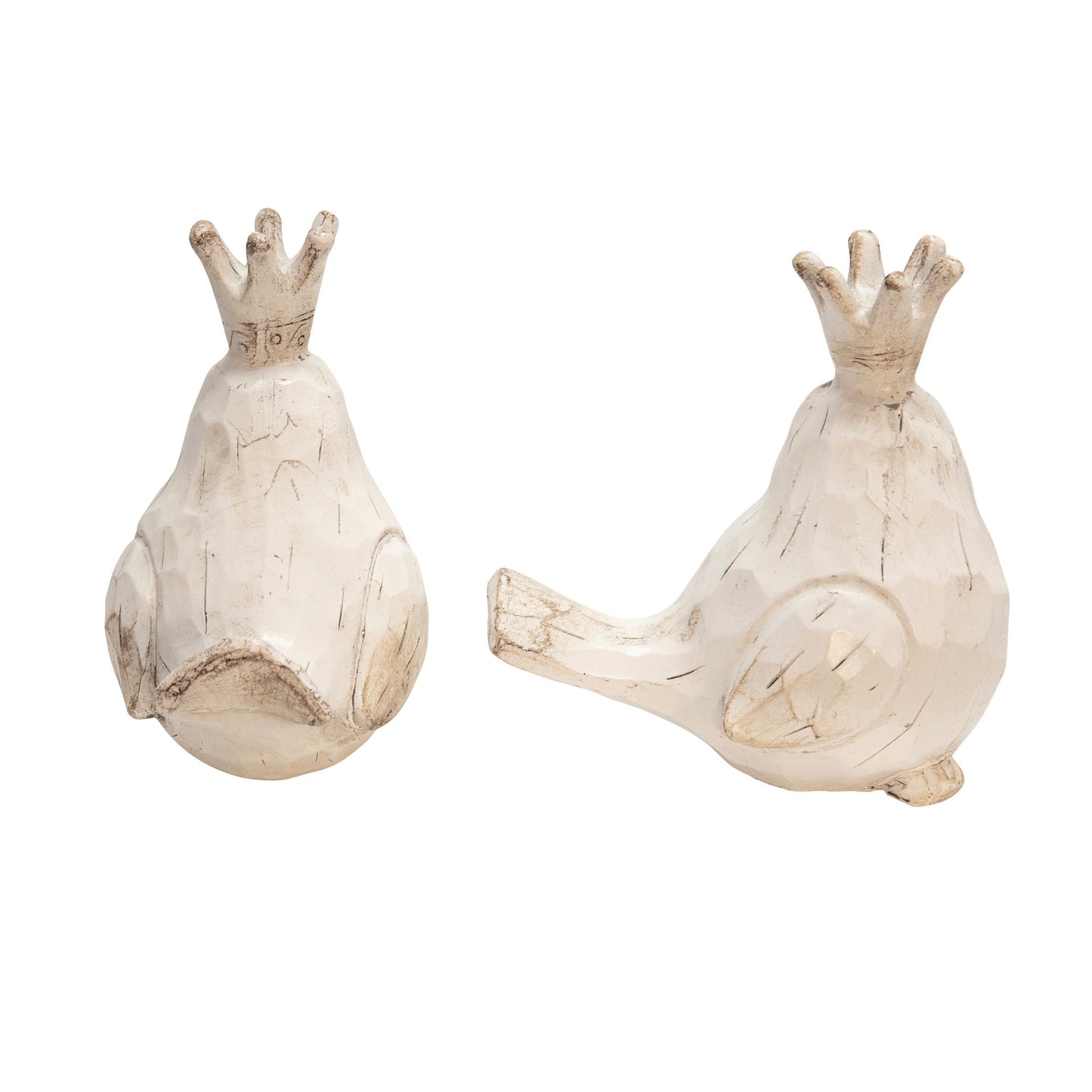 S/2 Resin Birds W/ Crowns, White