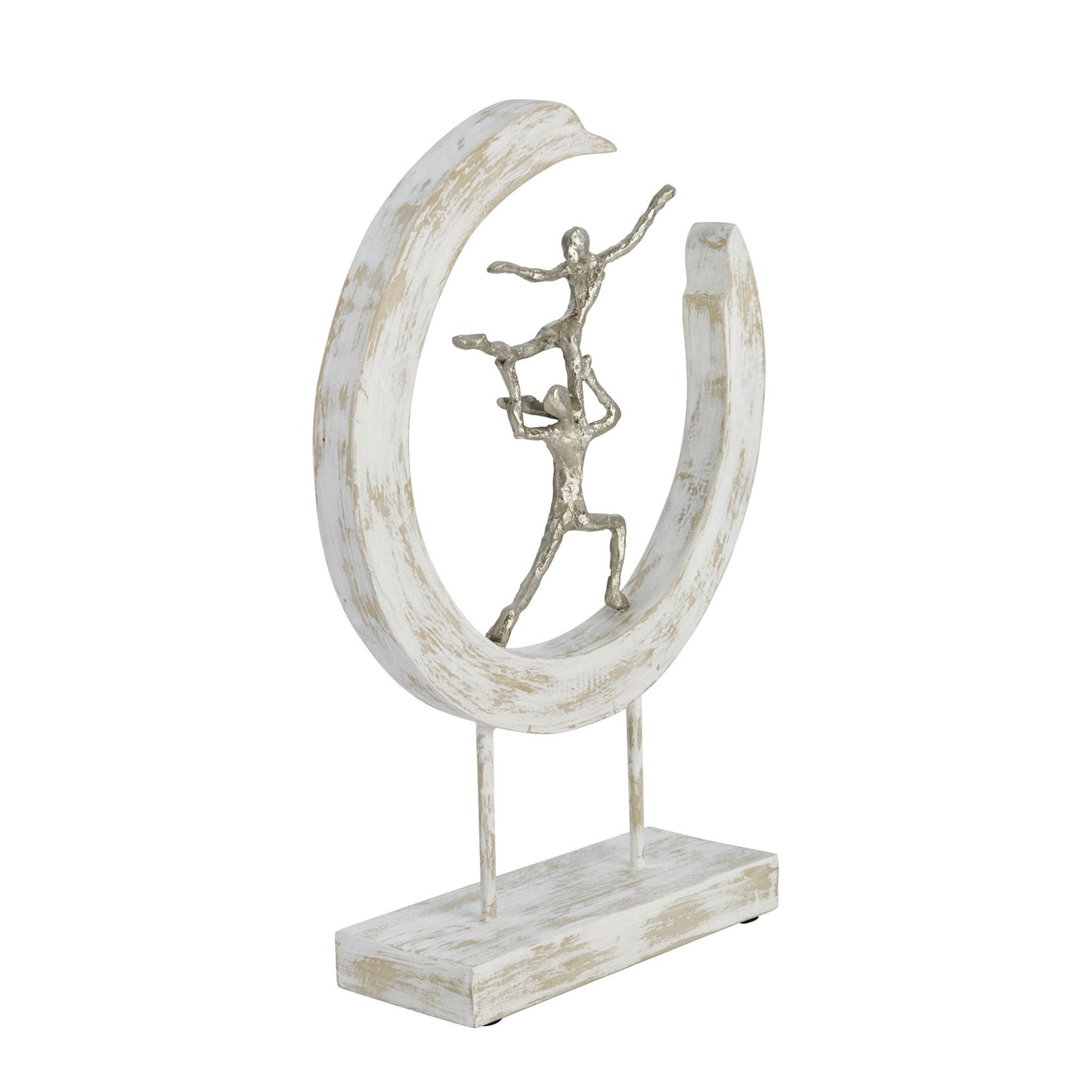 Aluminum / Mango Wood Dancingcouple In Ring, White