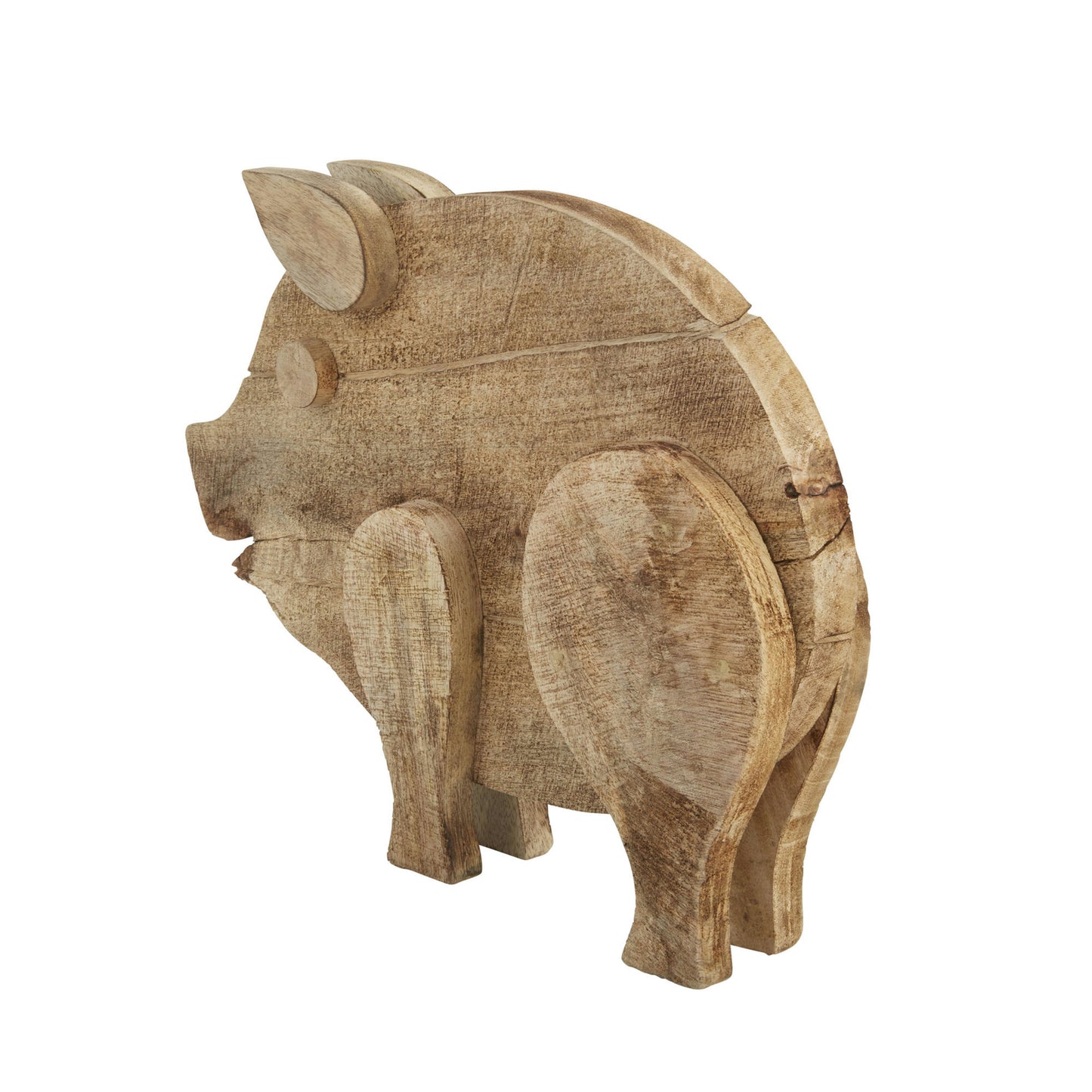 Mango Wood 18" Pig, Brown