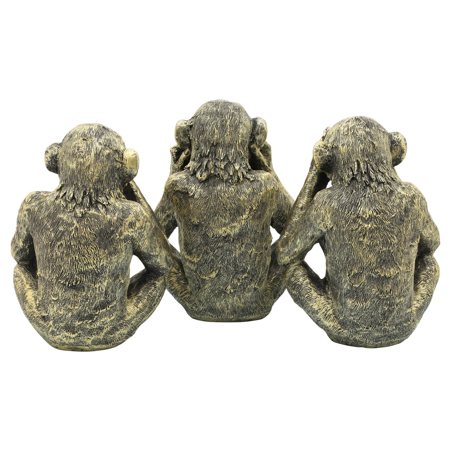 S/3 Resin Hear No,see No Speakno Monkeys,gold