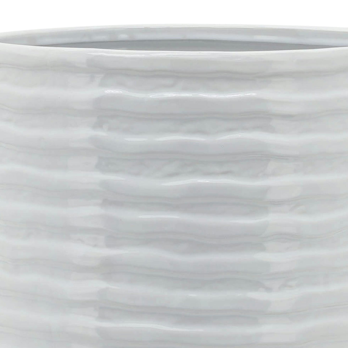 Ceramic 10" Planter On Stand,white Stripe