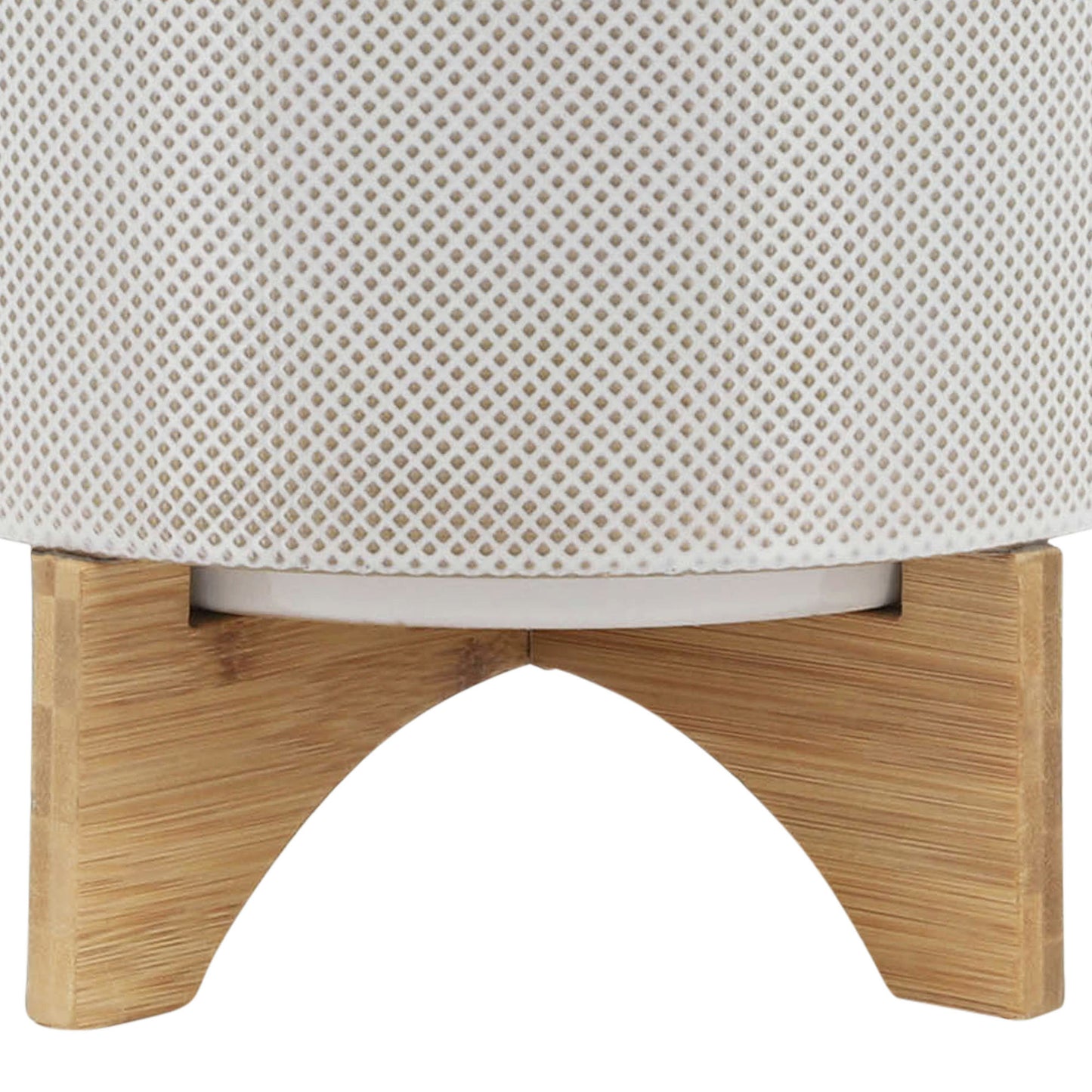 Ceramic 10" Planter On Stand,white / Tan Dot