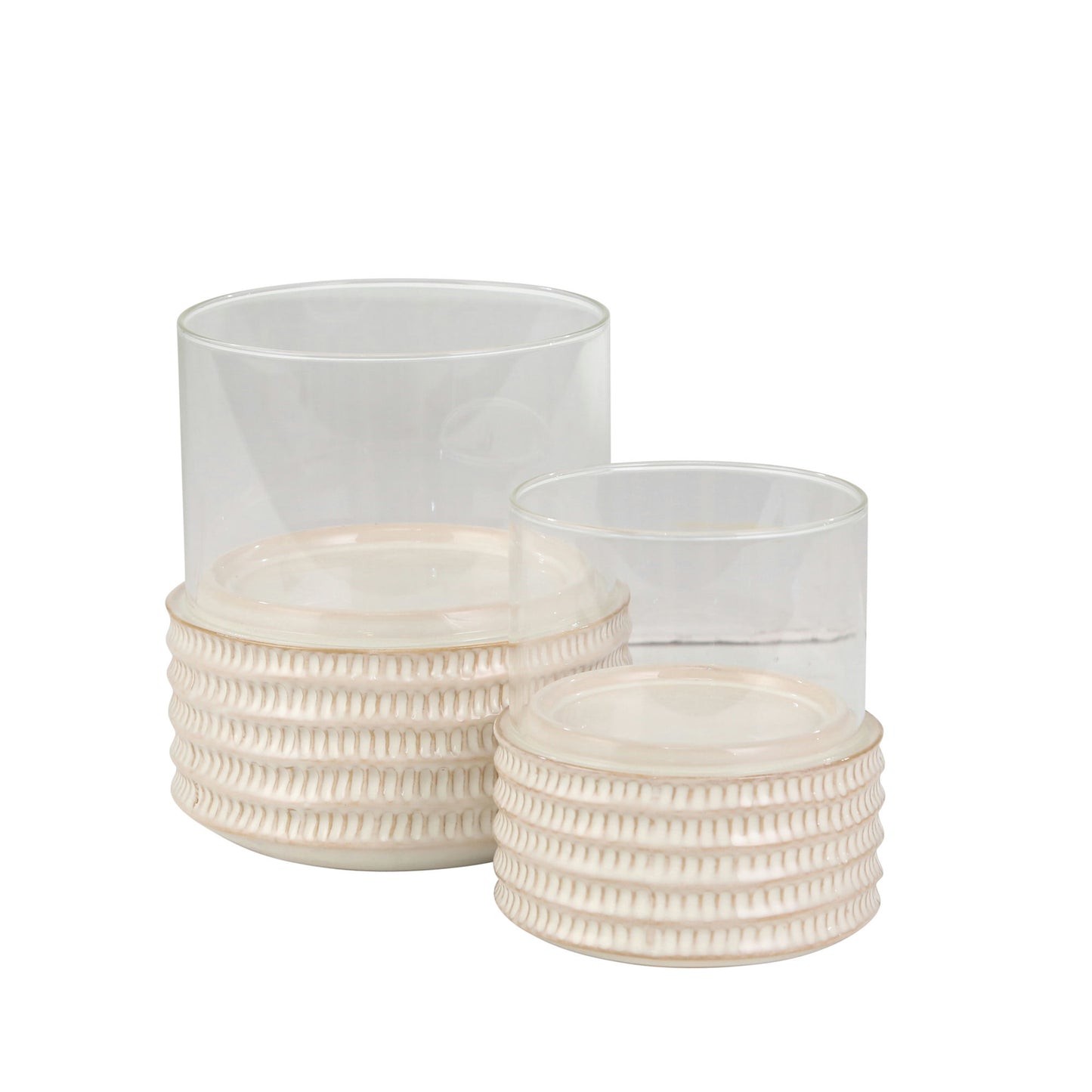 Ceramic /glass 5" Pillar Holder, Stripe