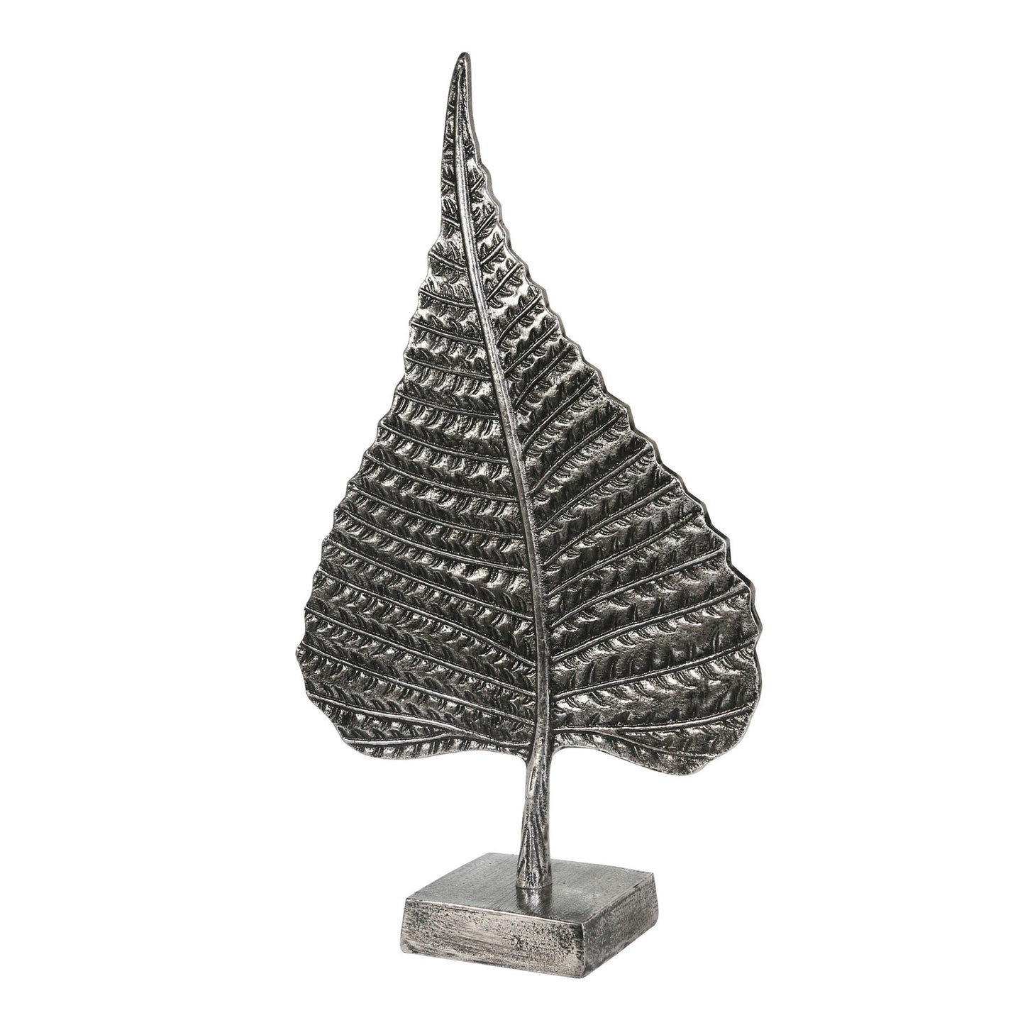 Aluminum Leaf On Stand, 18" Nickel Antique