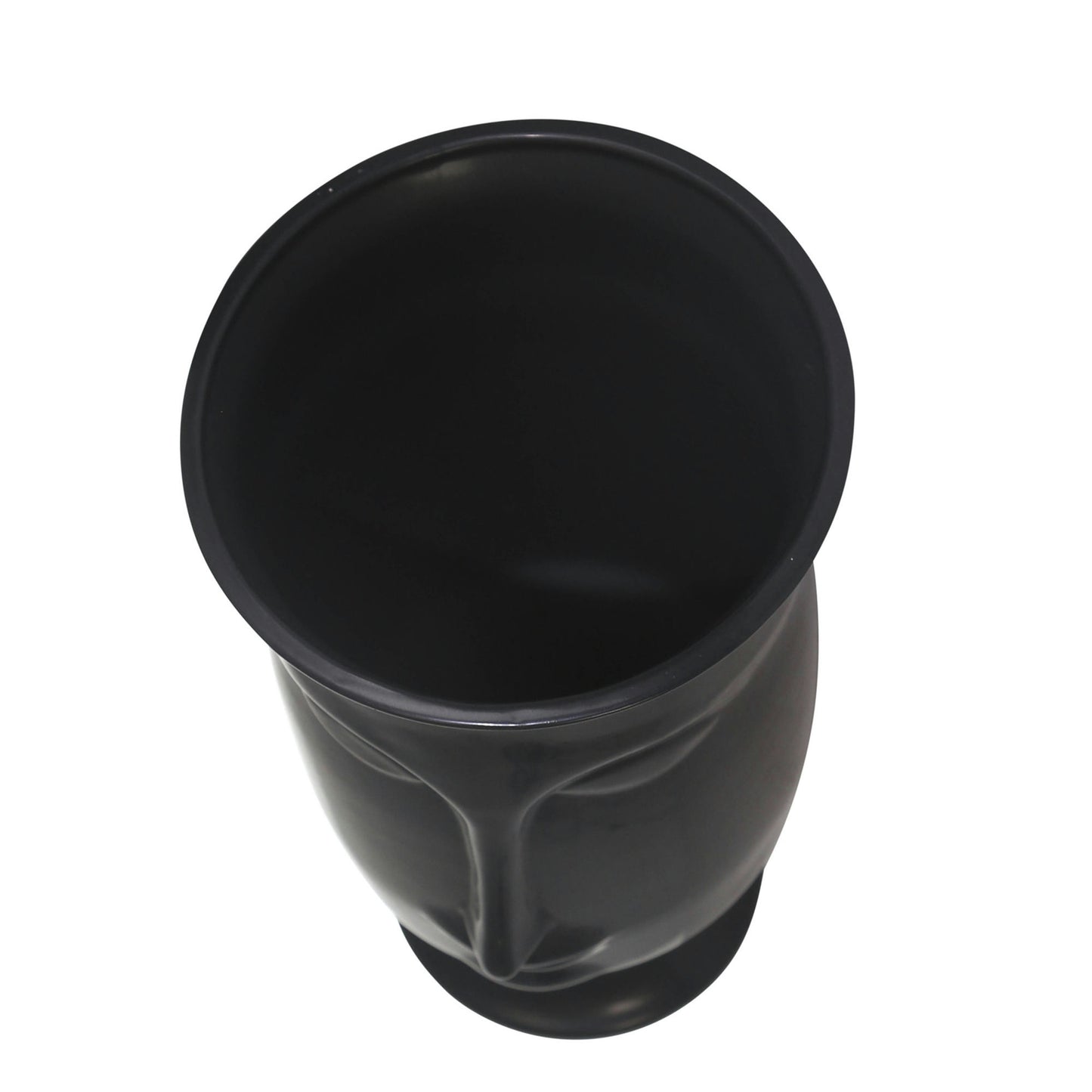 Ceramic 11" Face Vase W/base,black