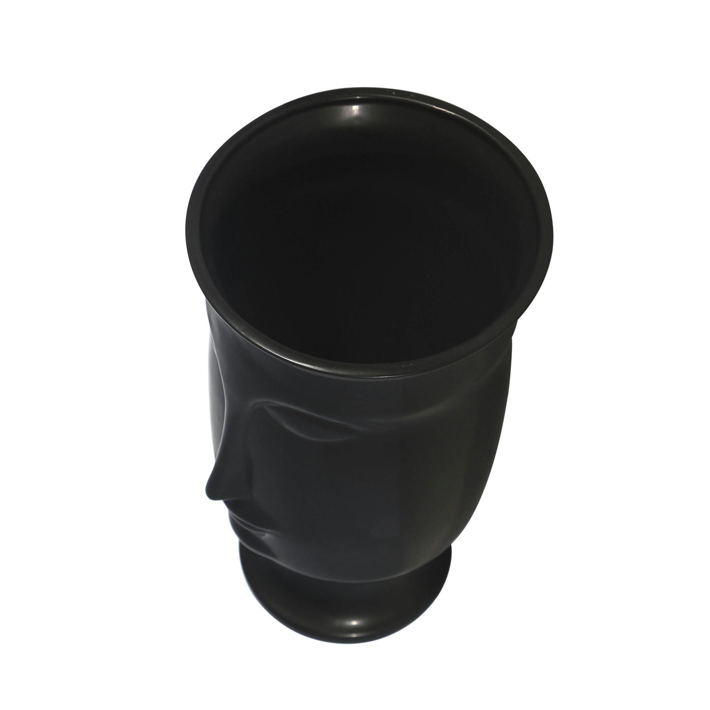Ceramic 11" Face Vase W/base,black