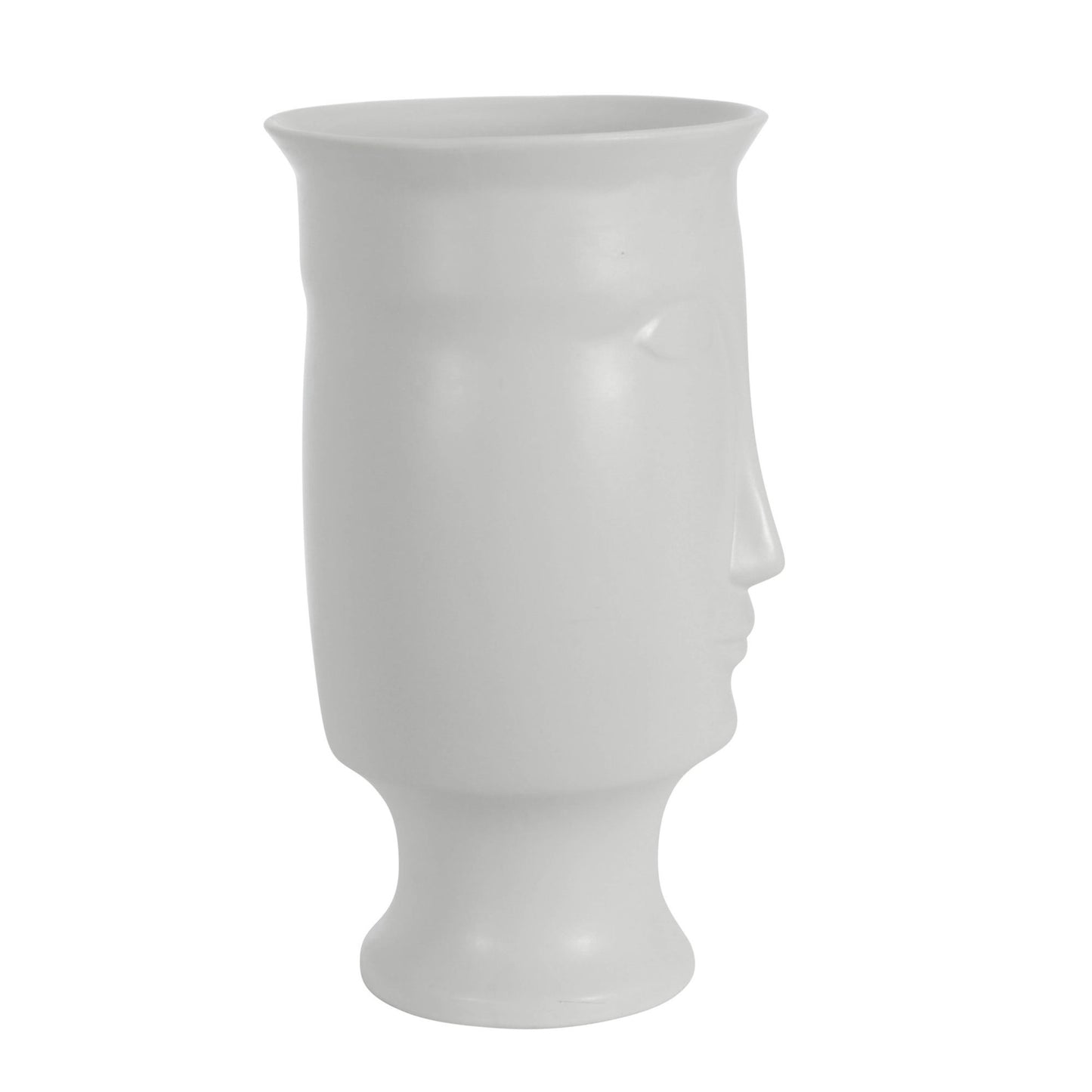 Ceramic 11" Face Vase W/base,white