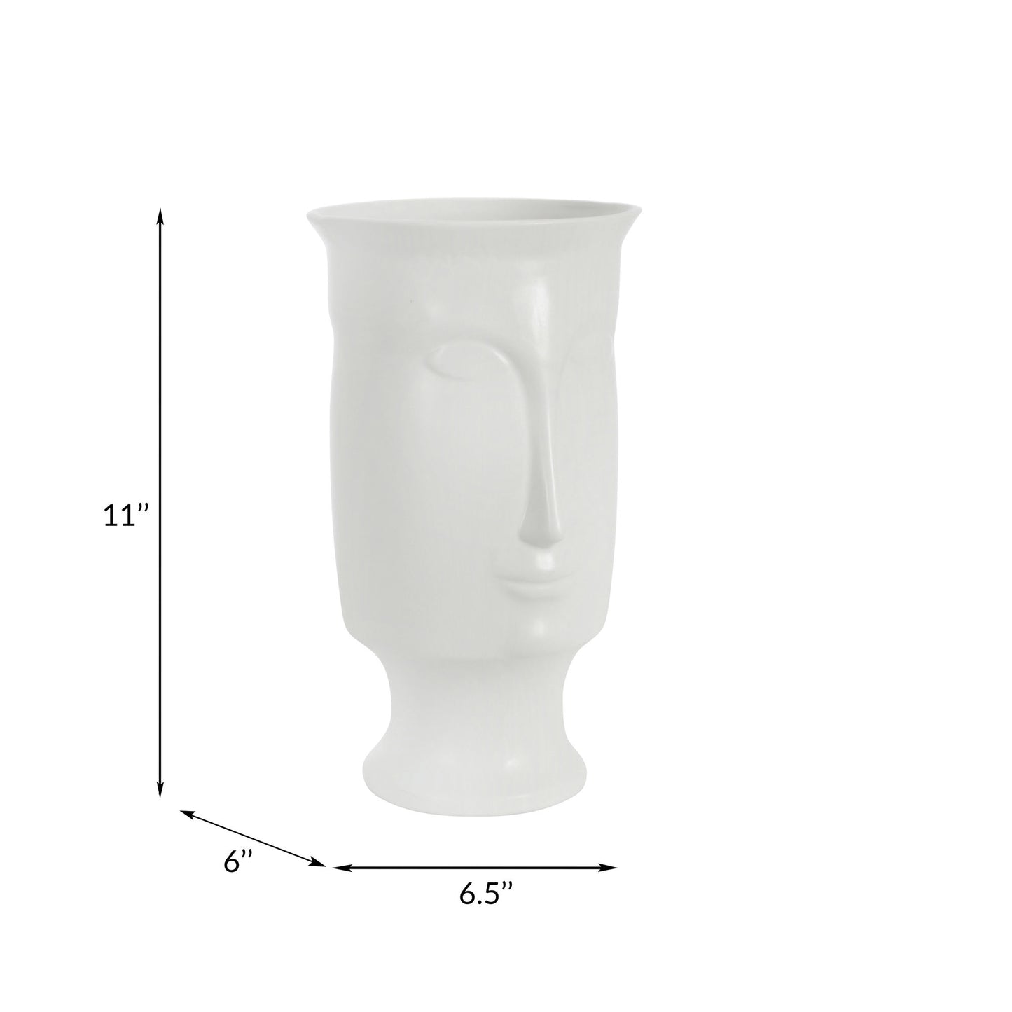 Ceramic 11" Face Vase W/base,white