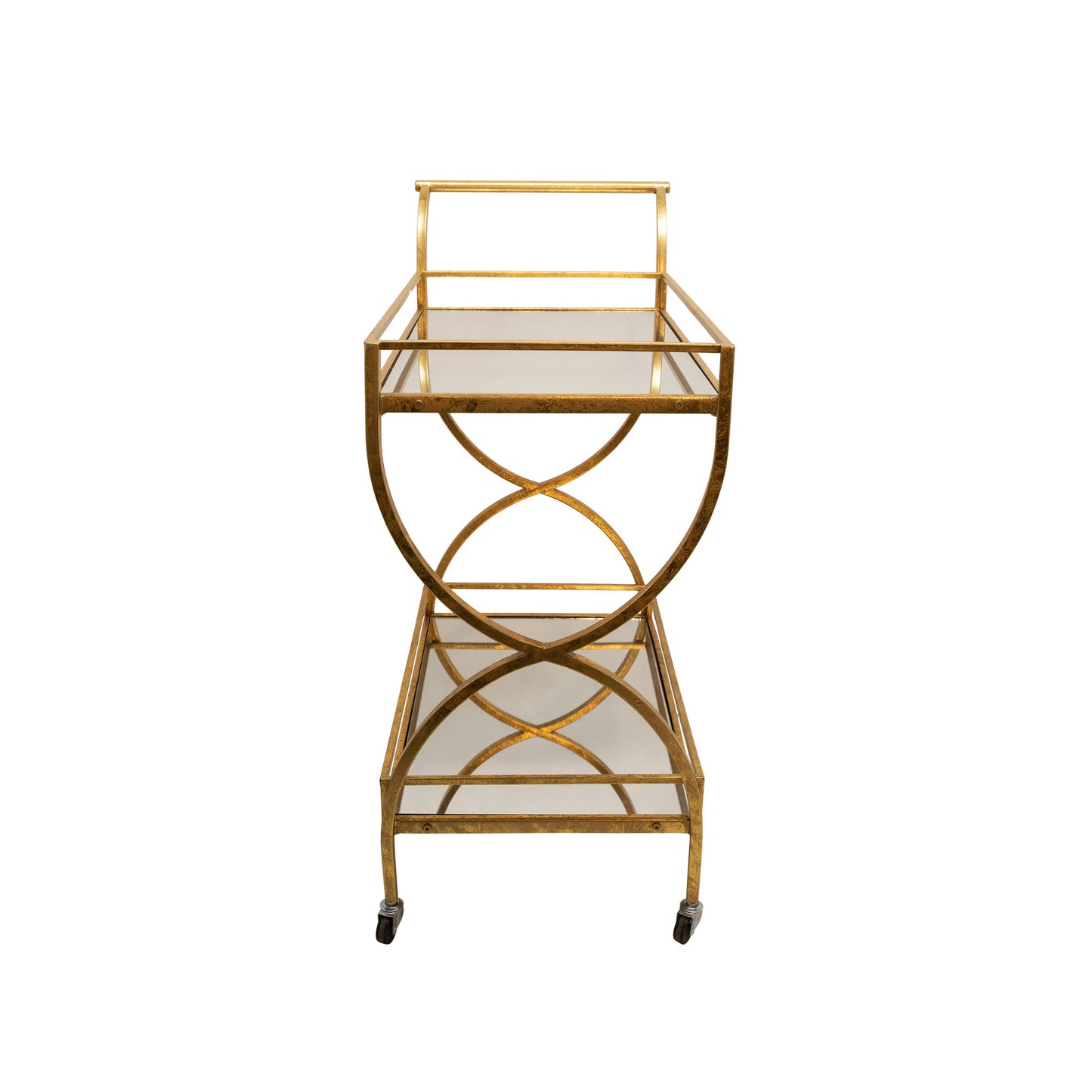 Metal 33" 2-tier Rolling Bar Cart, Gold