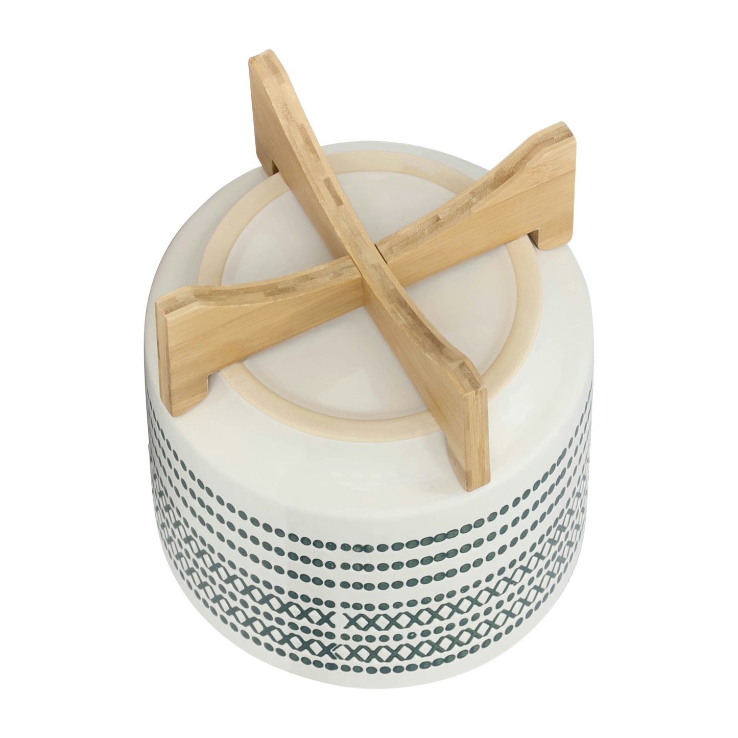 Ceramic 10" Planter On Standw/ Dots, Blue