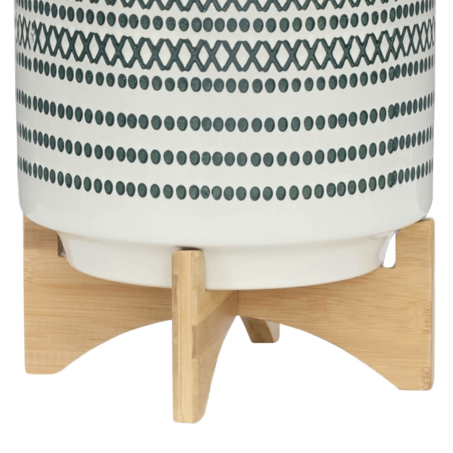 Ceramic 10" Planter On Standw/ Dots, Blue