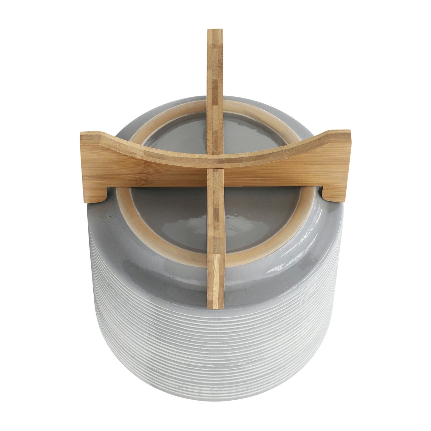 Ceramic 10" Planter On Stand, Gray Lines