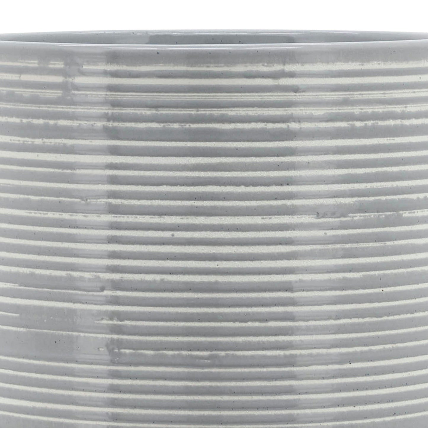 Ceramic 10" Planter On Stand, Gray Lines