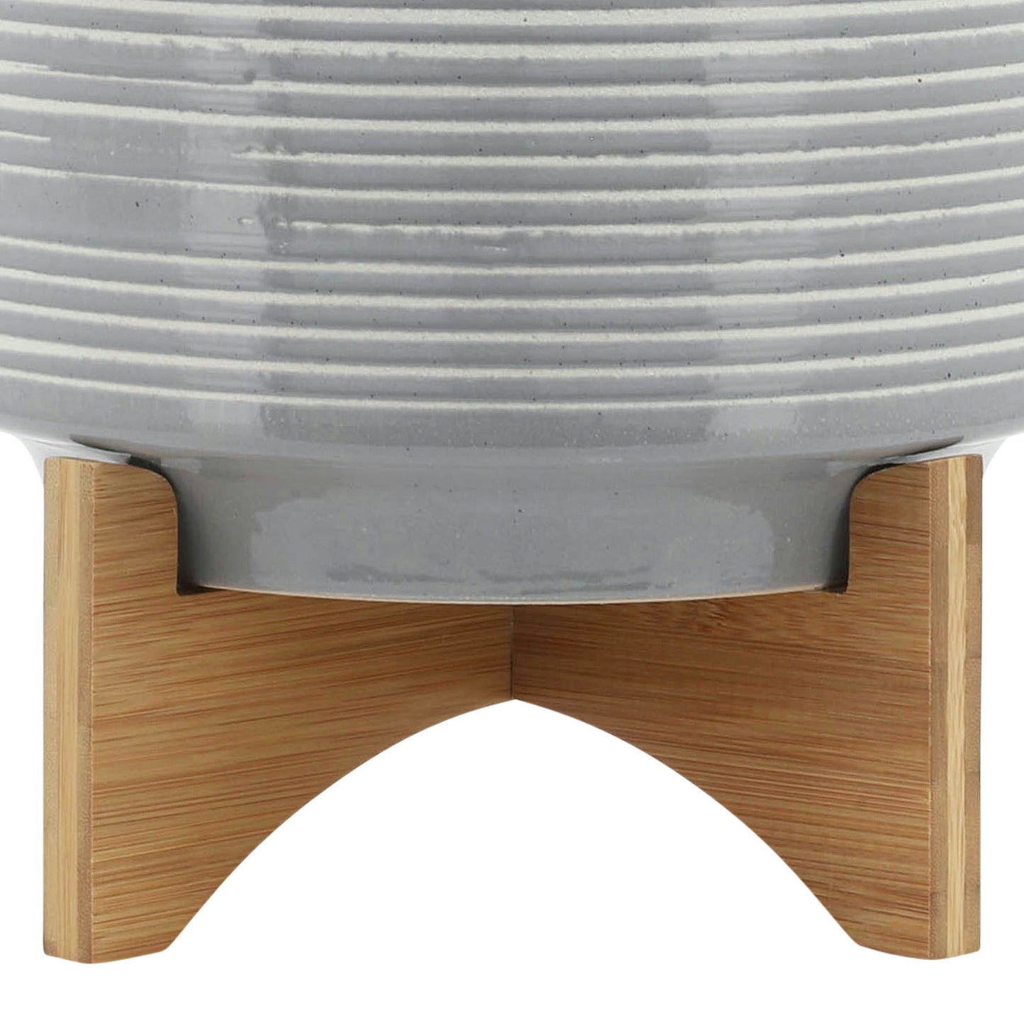 Ceramic 10" Planter On Stand, Gray Lines