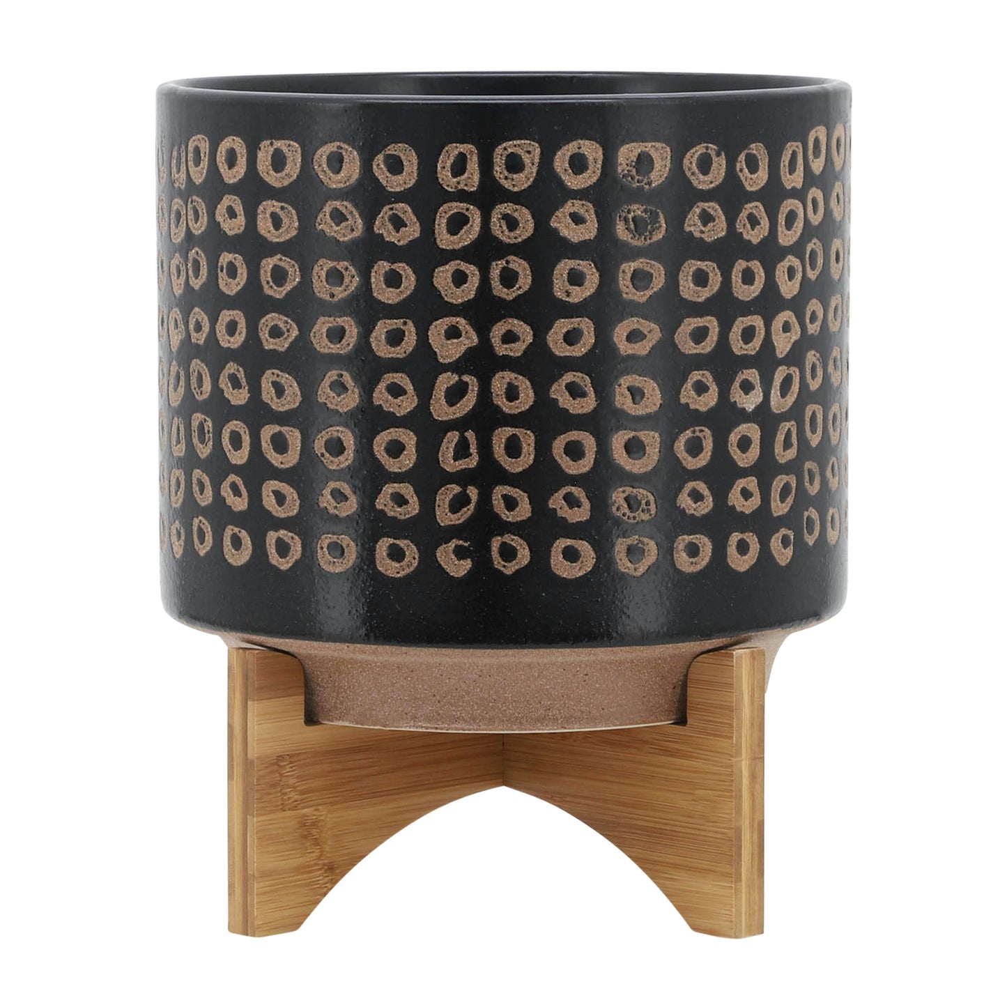 Ceramic 10" Planter On Stand, Brown