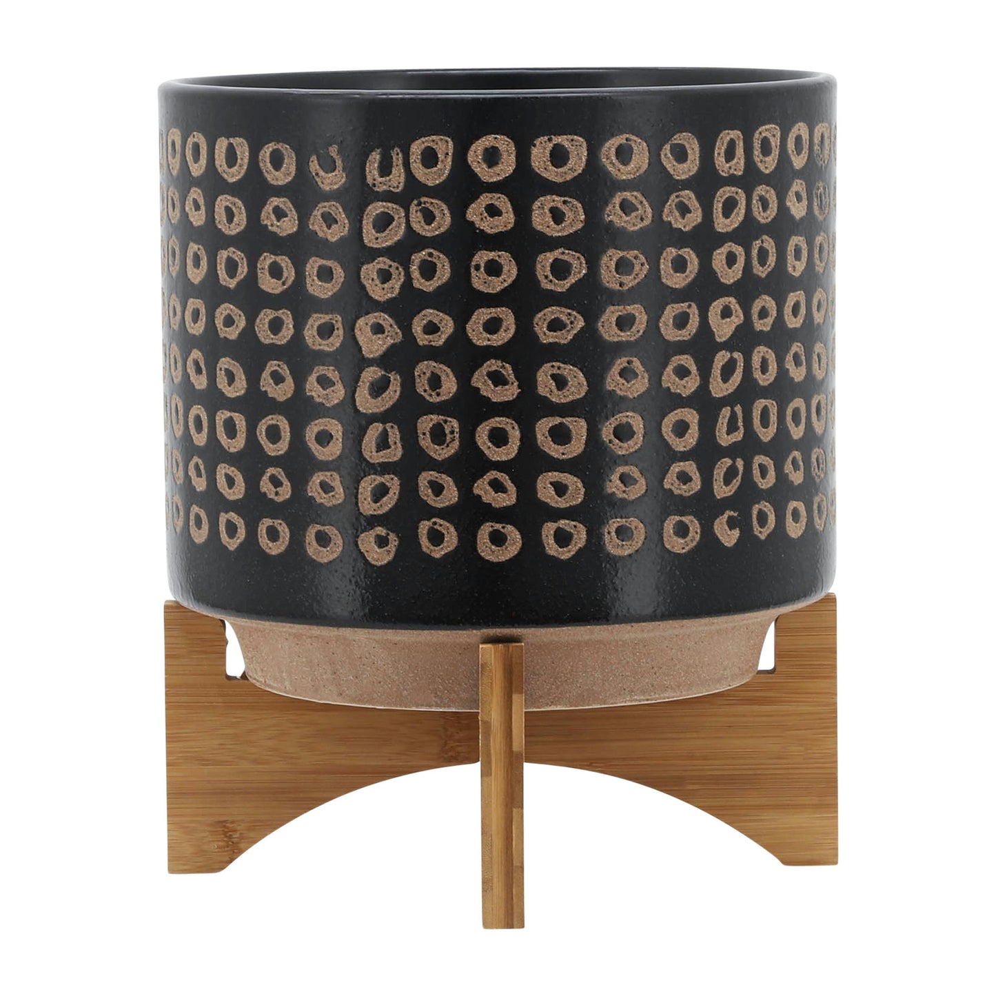 Ceramic 10" Planter On Stand, Brown