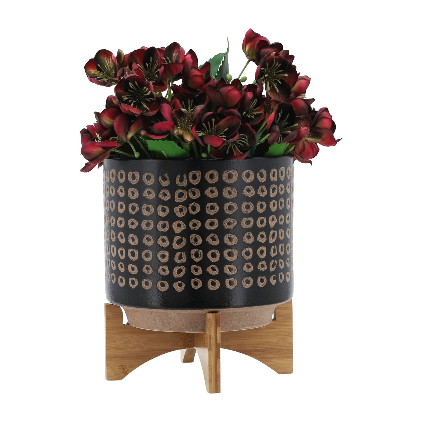 Ceramic 10" Planter On Stand, Brown