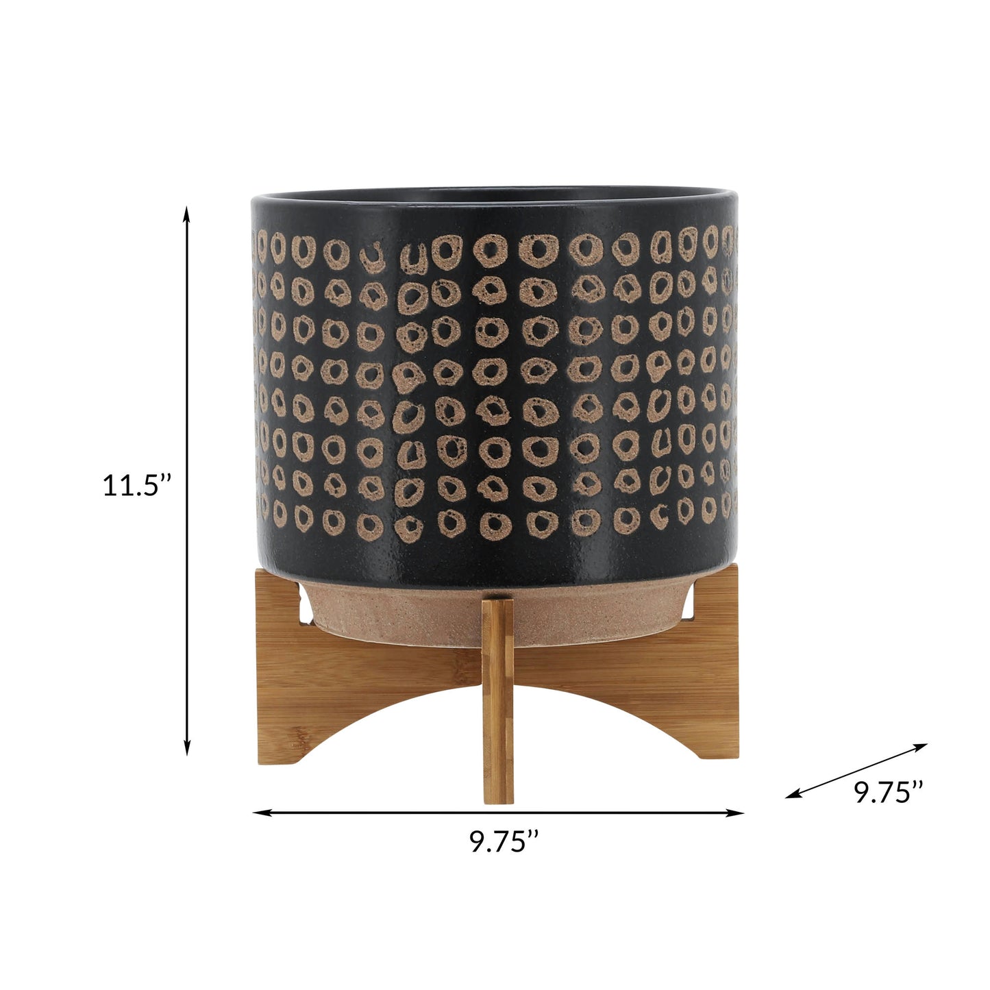 Ceramic 10" Planter On Stand, Brown