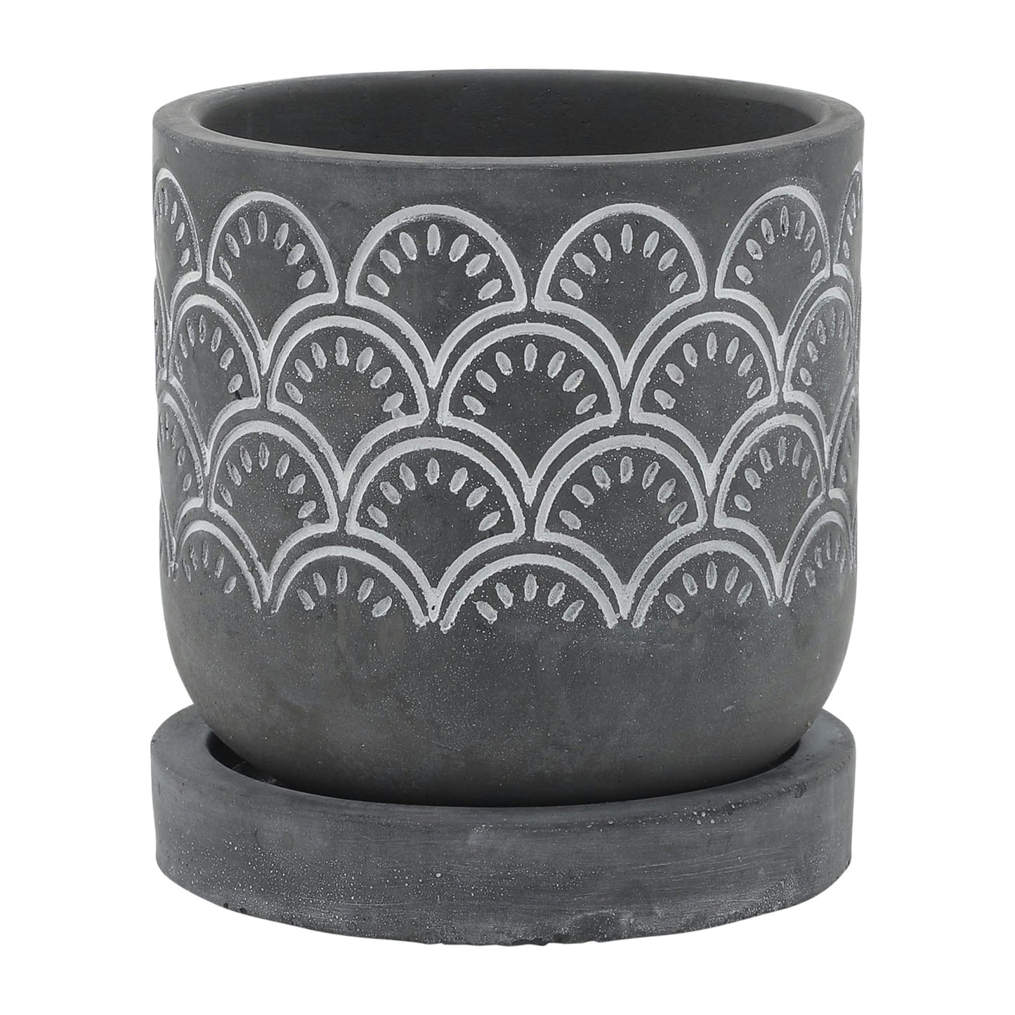 Cem, 5" Fan Planter W/ Saucer, Gray
