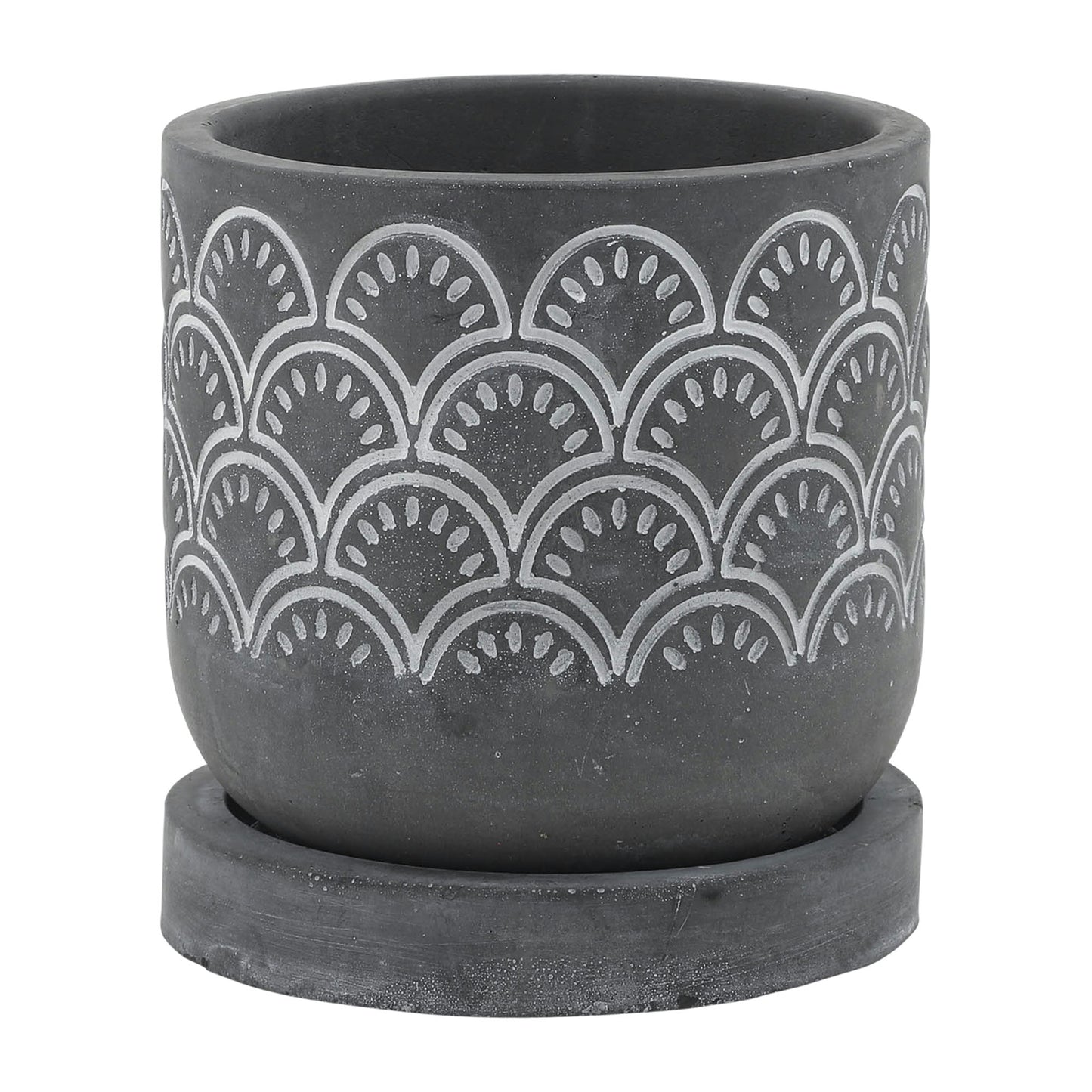 Cem, 5" Fan Planter W/ Saucer, Gray