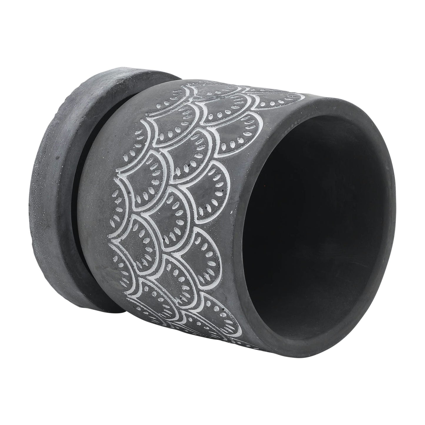 Cem, 5" Fan Planter W/ Saucer, Gray