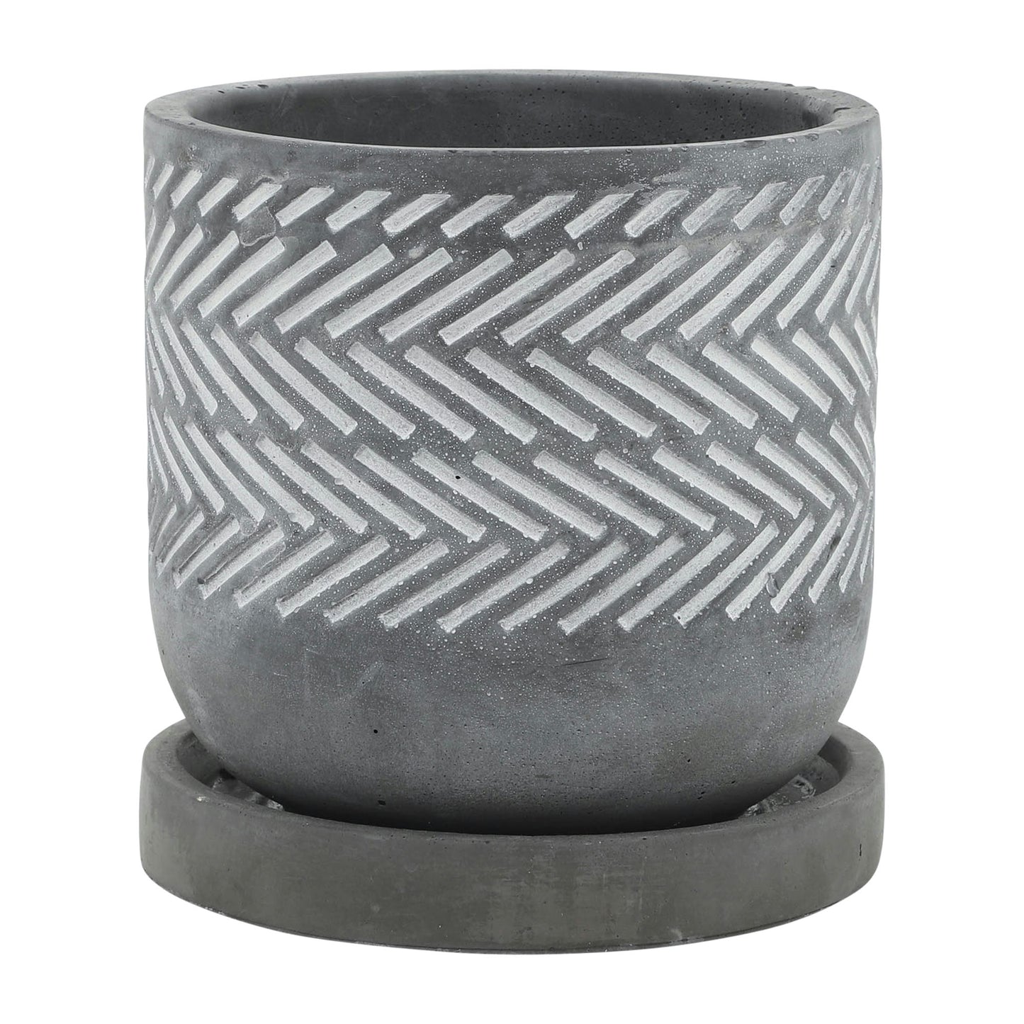 Cem, 6" Tribal Planter W/ Saucer, Gray