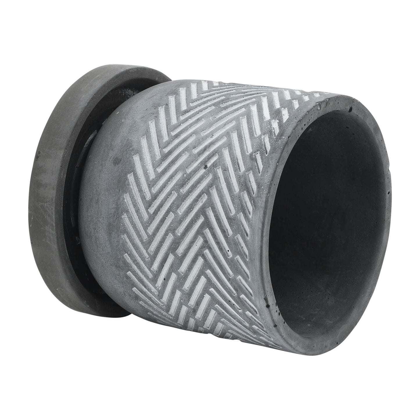 Cem, 6" Tribal Planter W/ Saucer, Gray