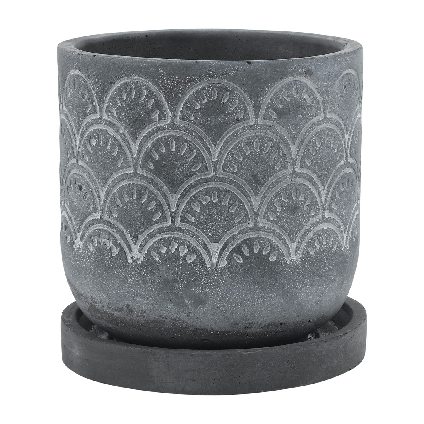 Cem, 6" Fan Planter W/ Saucer, Gray