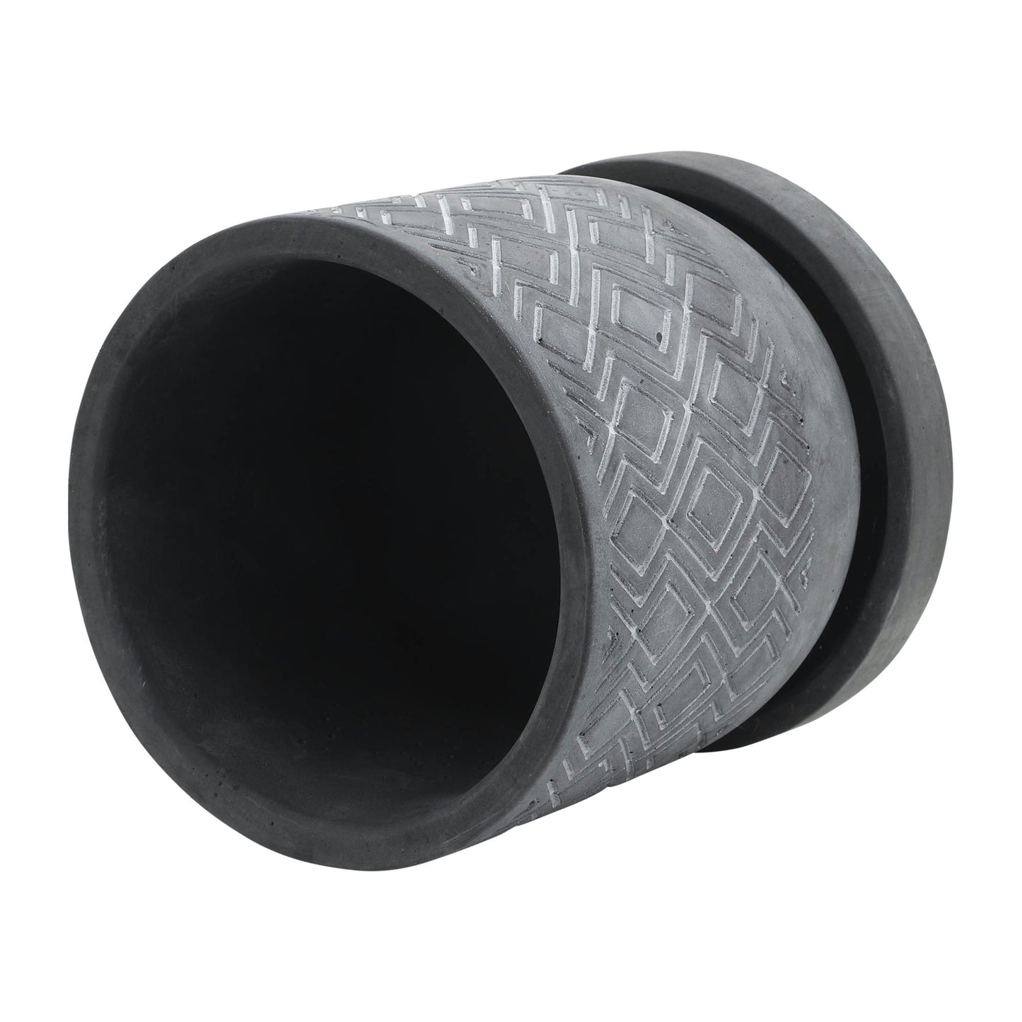 Cem, 6" Diamond Planter W/ Saucer, Gray