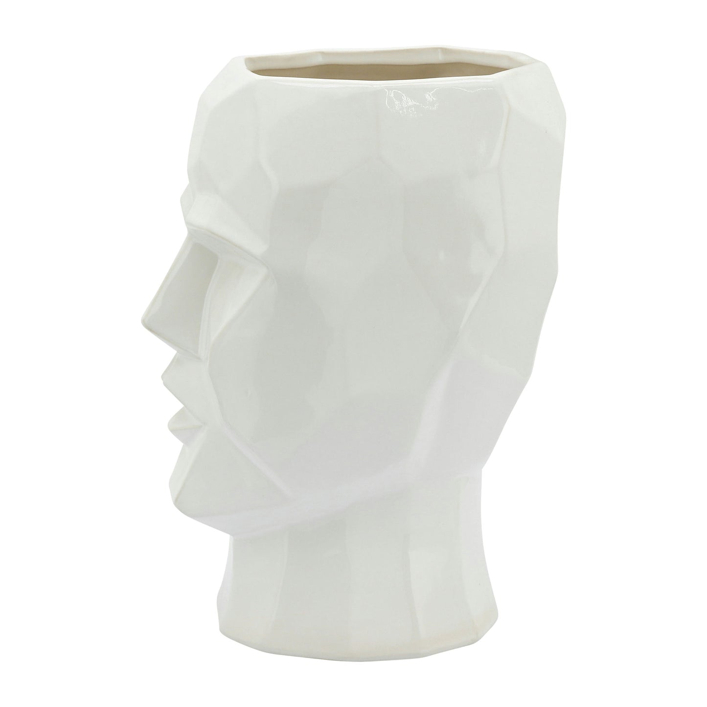 Ceramic, 12" Face Vase, White